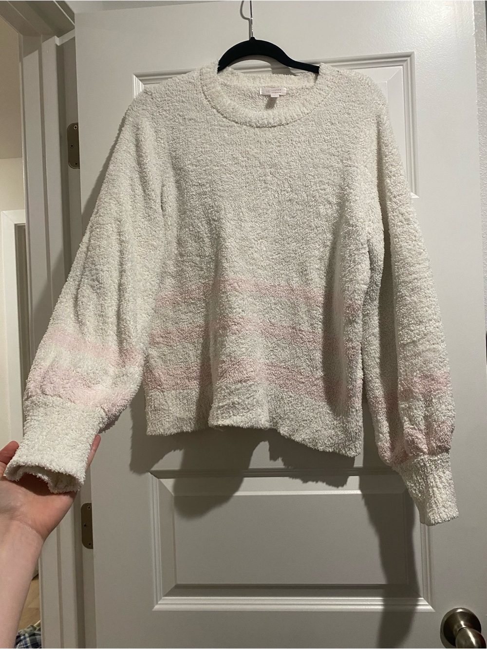 LC Lauren Conrad Cream Sweater with Light Pink Stripes